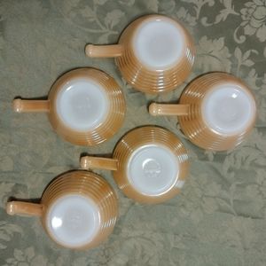 Vintage MCM Fire King Peach Lustre Beehive Chili/Soup Bowls (5)